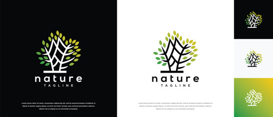 Nature tree logo design. Nature tree logo template. Growth logo symbol icon