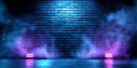 Fototapeta premium dark blue abstract background with smoke and neon lights creates moody atmosphere