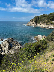 Beautiful view of the sea and coast on a summer day. Lloret de Mar. Spain.