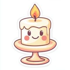 Cute cartoon candle with smiling face and warm glowing flame design