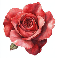 beautiful vintage red watercolor rose, hand painted with intricate details, showcasing its delicate petals and vibrant colors, perfect for floral designs and art projects