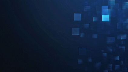 Obraz premium Minimalist blue background with pixel-style dark blue blocks