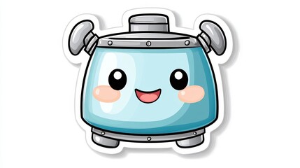 Cute Cartoon Toaster Character with Friendly Expression and Smiling Face