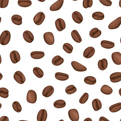 Coffee seamless pattern. Coffee beans seamless. Coffee background. Coffee beans patterns for fabric, packaging, coffee shops. Hand Drawn vector illustration