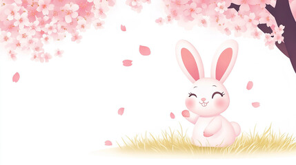 Obraz premium Rabbit Under Cherry Blossoms