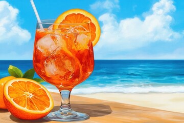 Orange Cocktail on a Sunny Beach