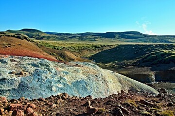 Iceland-view of Seltun Geothermal Area and its surroundings