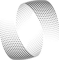 Flowing dots particles wave pattern monochrome halftone black gradient curve shape isolated on white background. Vector in concept of AI, technology, modern science, music, sound.