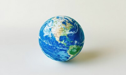 A detailed globe showcasing North and South America against a plain white background