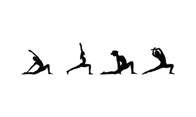 Girls Exercise Silhouette Art