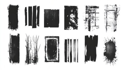 Abstract black and white textures resembling natural elements and patterns for artistic use