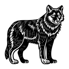 Obraz premium Silhouette of wolf, black and white element for design of wildlife and wilderness