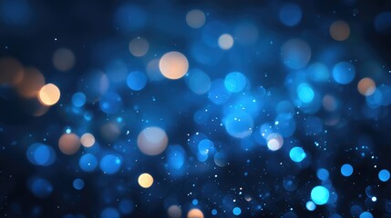 Blue color bokeh lights background. Blurred circle shapes. Multicolored blurry lights bokeh defocused abstract background for events.
