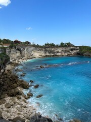 Clear blue water under cliffs - indonesia