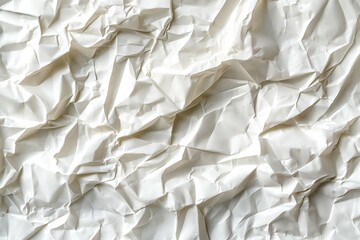 Obraz premium Close-up of crumpled white paper texture with intricate folds and shadows.