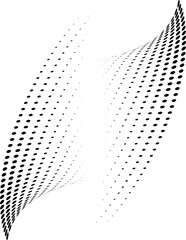 Flowing dots particles wave pattern halftone gradient curve shape isolated on white background. Vector in concept of technology, science, music