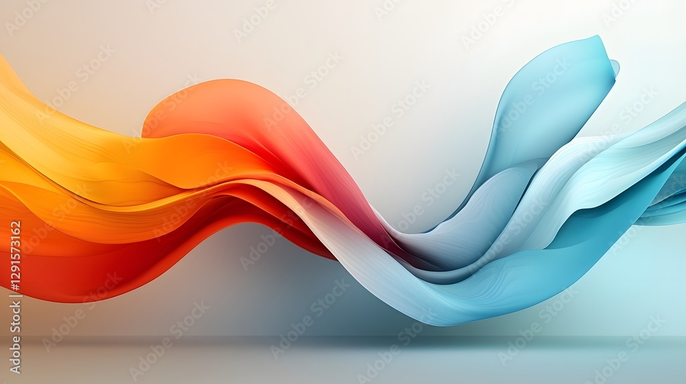 Poster flowing and dynamic iridescent holographic color waves creating a sleek and modern abstract digital 