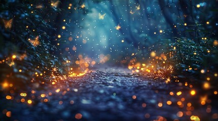 Naklejka premium Capturing the Enchantment of Summer Night Firefly Background Images: A Visual Odyssey