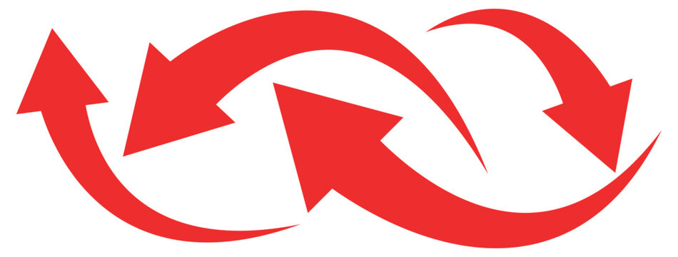 curved arrows isolated on white background. Curved arrows, hand drawn curved arrows. red curve arrow icon vector illustration 