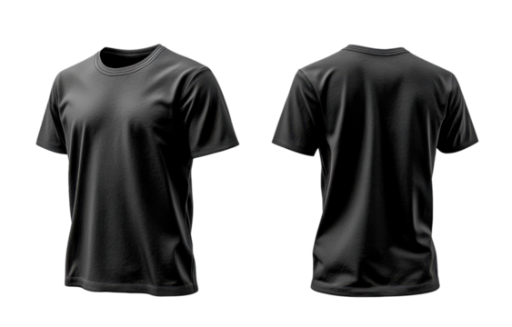 black t shirt displayed from front and back, showcasing its design and fit
