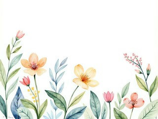 Obraz premium Soft floral watercolor artwork with delicate blooms and greens