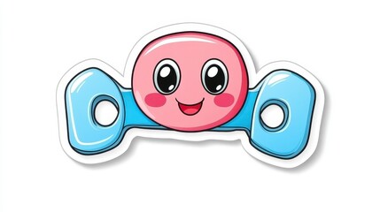 Cute Cartoon Candy Character Smiling with Blue Wrapper Design