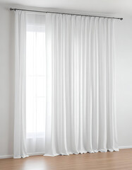 Smart curtain system with remote control on a white background.