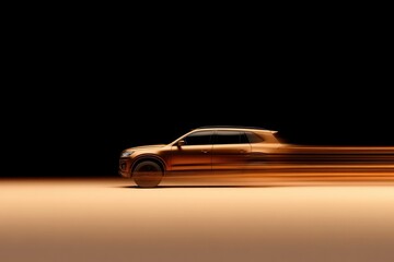 Sleek car in motion creates dynamic energy against dark backdrop
