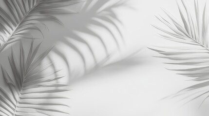 Obraz premium Shadows of Palm Leaves Create a Calming Atmosphere in Bright White Light Setting a Serene Mood Ideal for Relaxation or Meditation