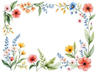 Delicate floral frame with vibrant colors and lush greenery