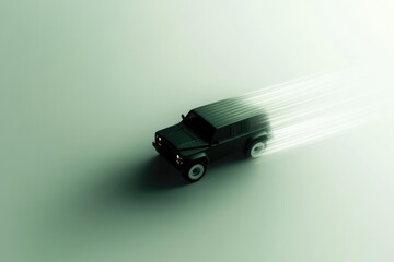 Sleek black car speeds through misty atmosphere, showcasing dyna