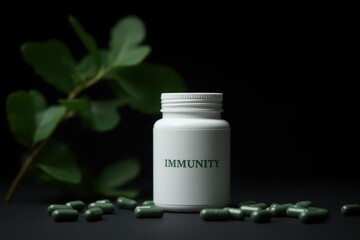 green pills on a black background