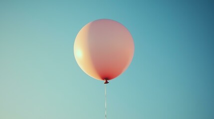 Obraz premium A pastel pink balloon floats serenely against a clear blue sky, evoking feelings of joy and nostalgia.
