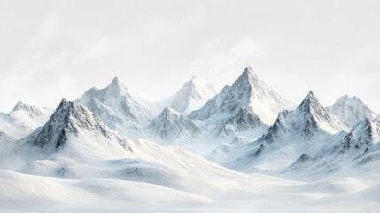 Obraz premium Group of snow covered mountains under clear blue sky with rocky peaks and surrounding pine trees