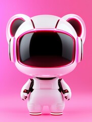 A cute astronaut bear character with vibrant colors in a playful space theme.