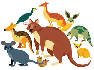Vector illustration of Wild Wonders of Australia: A Collection of Iconic Australian Animals