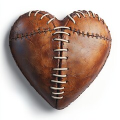 Stitched Leather Heart on White, mended and resilient. Ideal for themes of healing, recovery, healthcare, love, and relationship counseling resources.