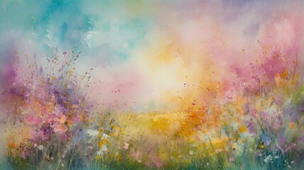 Fototapeta premium Bright and Unique Spring Landscapes. Colorful Background with Flowers, Greenery, and Nature's Freshness for Inspiration and Spring Vibes