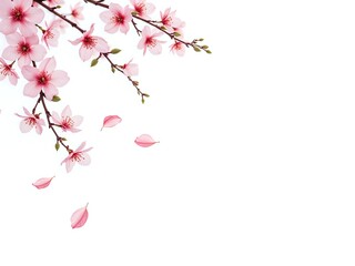 Delicate cherry blossom branches with soft petals falling