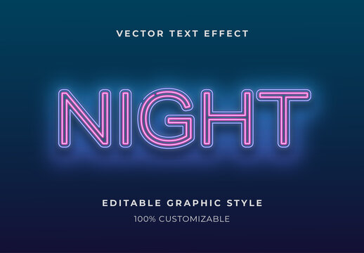 Violet Blue Neon Font Glossy Outlined Text Effect