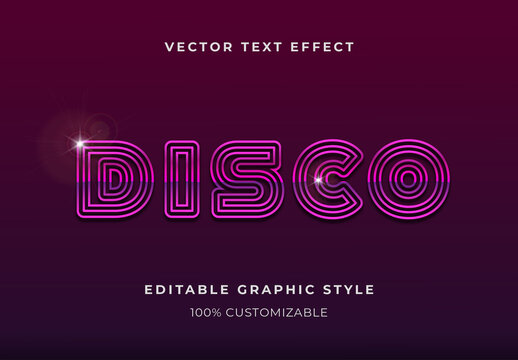 Purple Bright Glowing Club Disco Striped Text Effect
