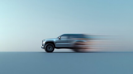 Sleek SUV in motion, capturing speed with dynamic blur and minim
