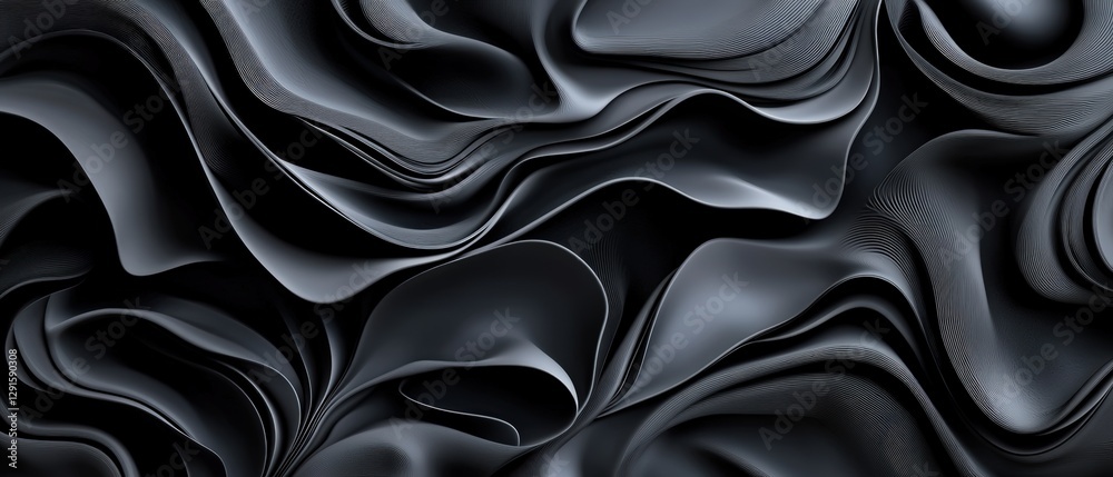 Poster black abstract background featuring smooth curves and a soft gradient pattern for creative design pr