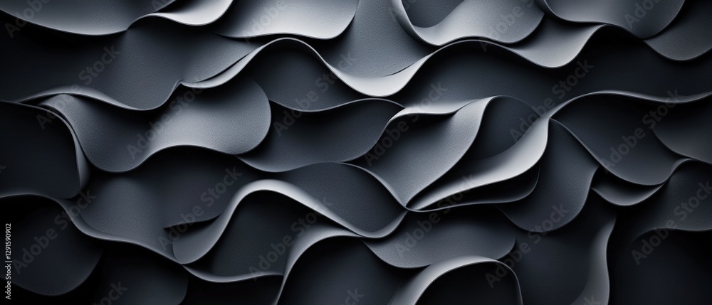 Poster abstract black background with wavy lines creating a smooth modern design and texture for visual con