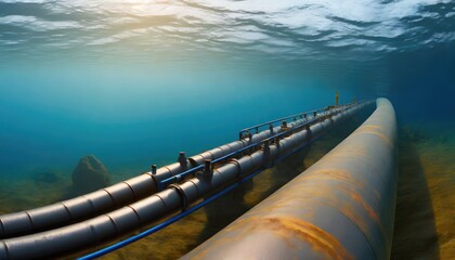 Underwater pipeline for oil and gas transport. Generated with AI