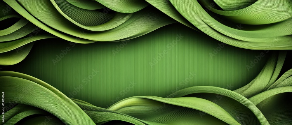 Poster green abstract background featuring wavy lines and subtle gradient for design and art projects