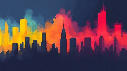 Fototapeta premium Futuristic Cityscape with Vibrant Air Visualization