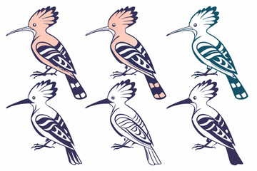 set of Hoopoe Bird silhouette vector illustration