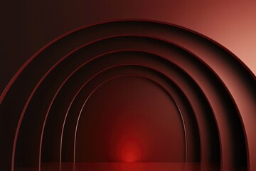 Obraz premium Layered arches create depth in warm red tones, evoking sense of