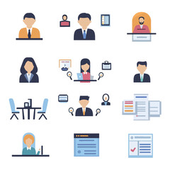 Business Hiring and Recruitment Icon Set, Hiring Interviewing 